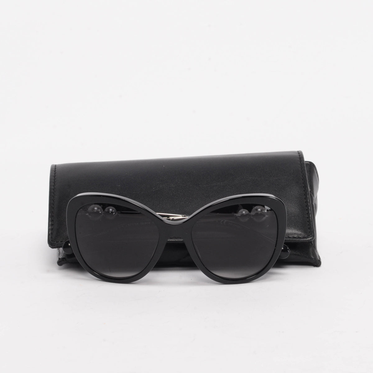 Chanel Black Acetate & Pearl Butterfly Sunglasses