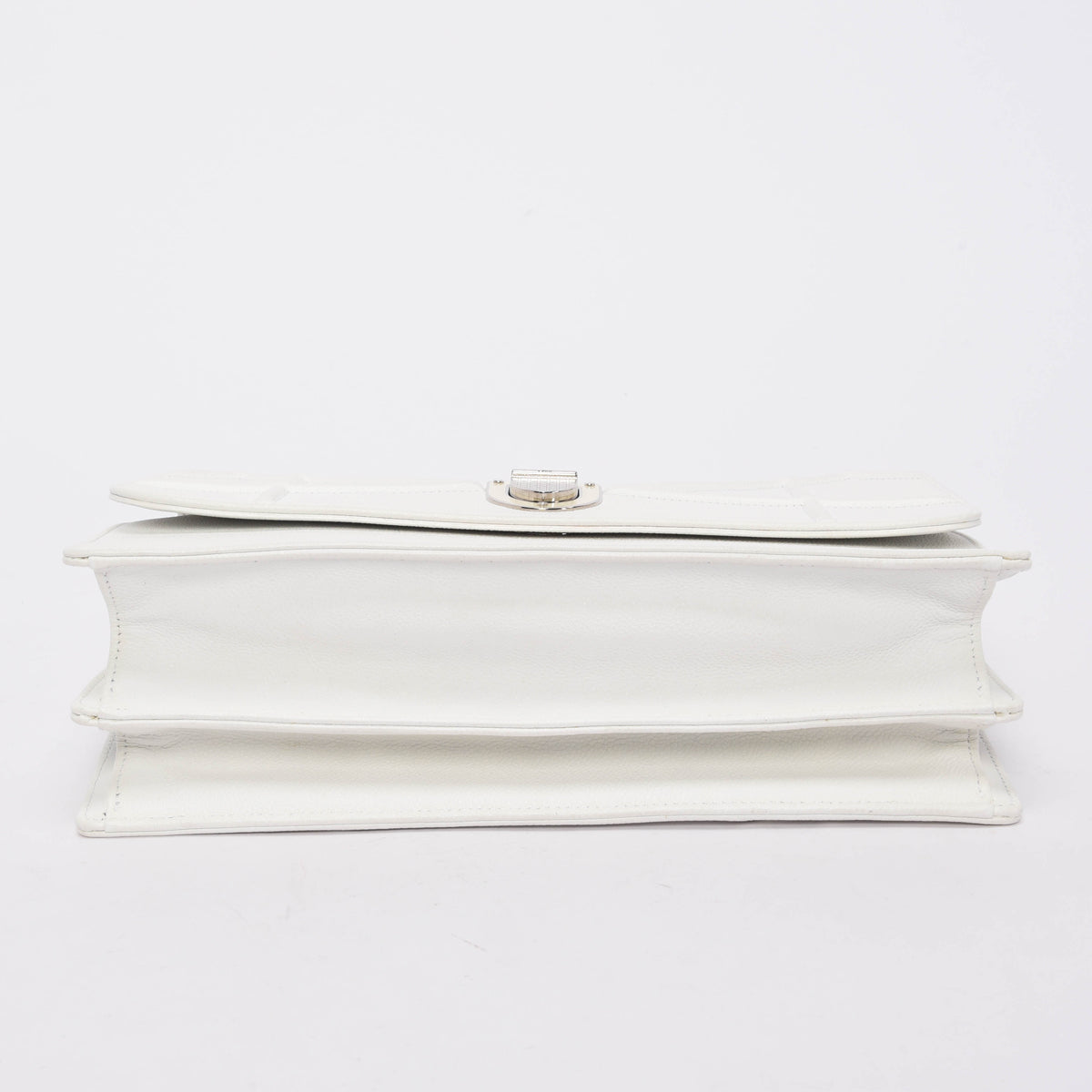 Dior White Grained Calfskin Diorama Flap Large Bag