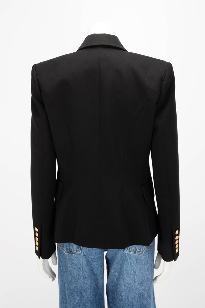 Balmain Black Wool Twill Classic DB Blazer FR 44
