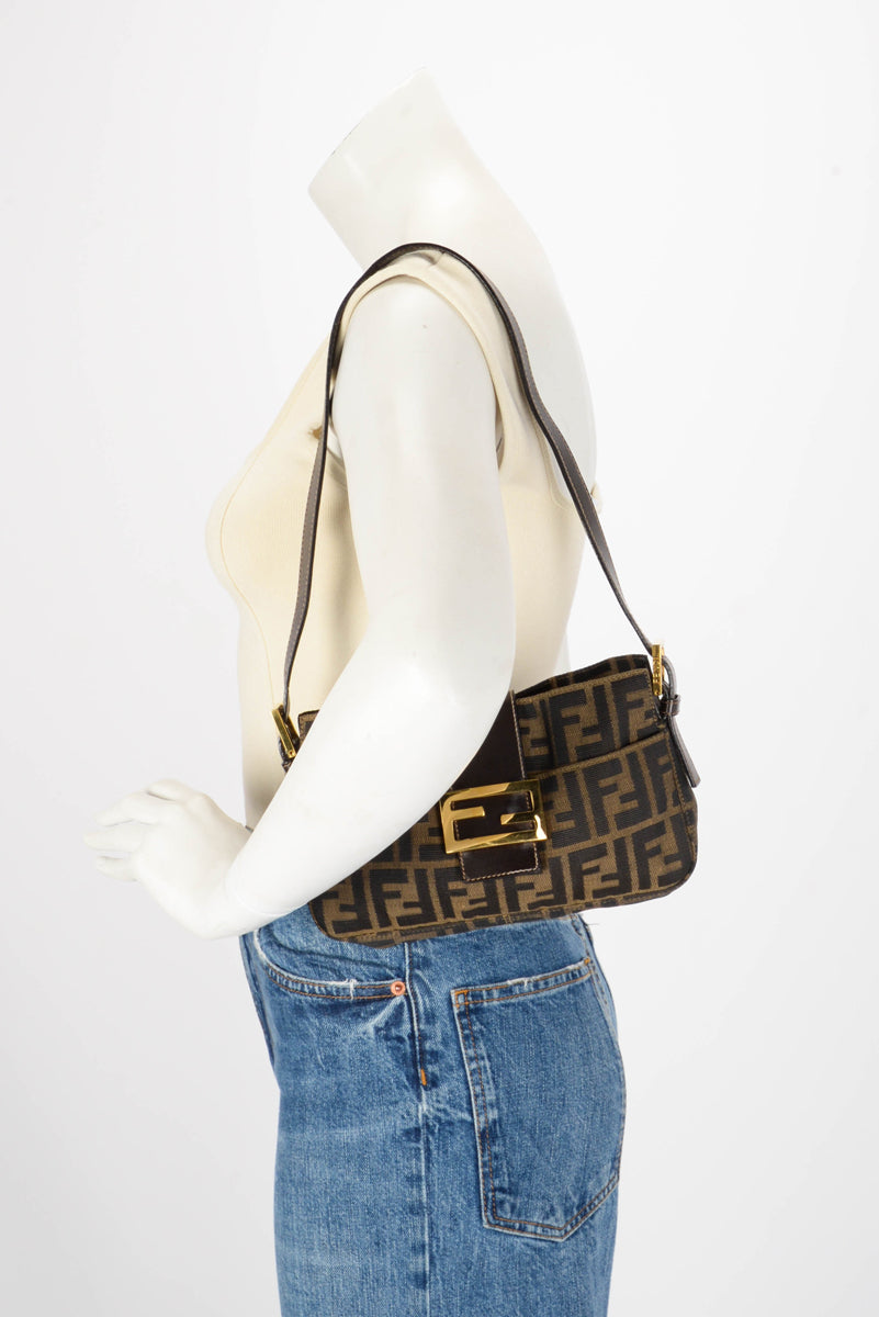 Fendi Tobacco Zucca Canvas Open Baguette Bag