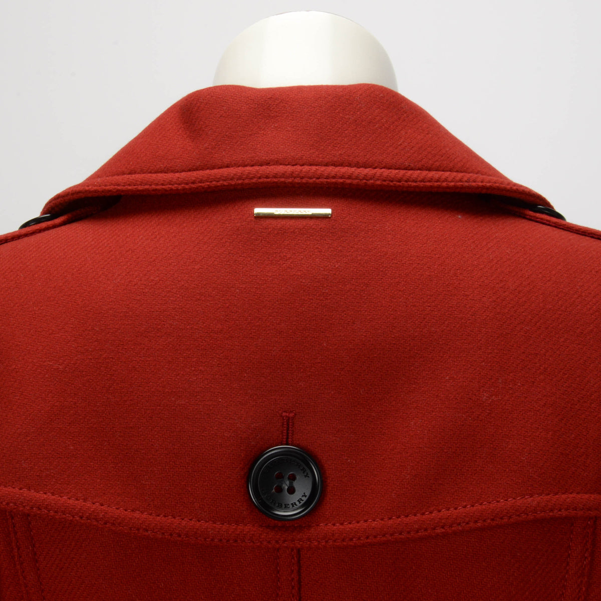 Burberry Red Wool Twill Trench Style Coat UK 4