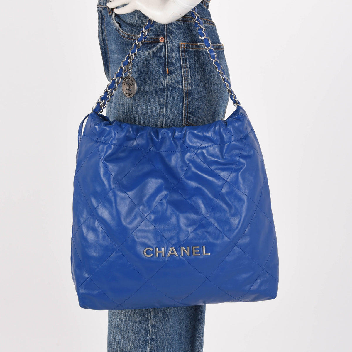 Chanel Royal Blue Shiny Calfskin Small 22 Bag