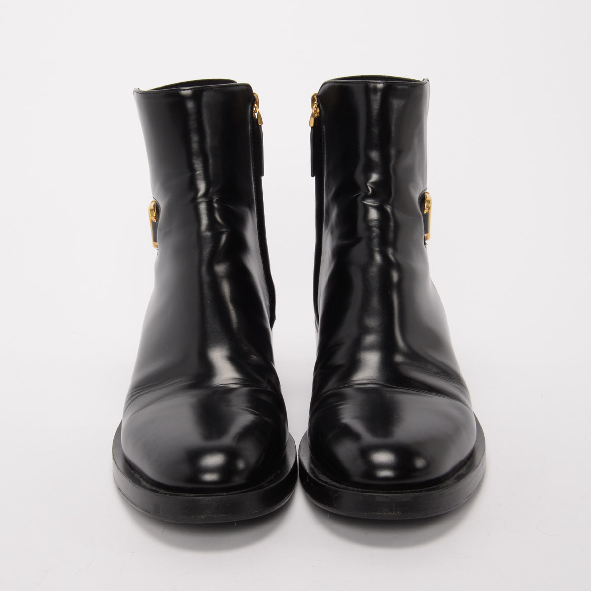 Valentino Black Hi-Shine VLogo Signature Ankle Boots 39