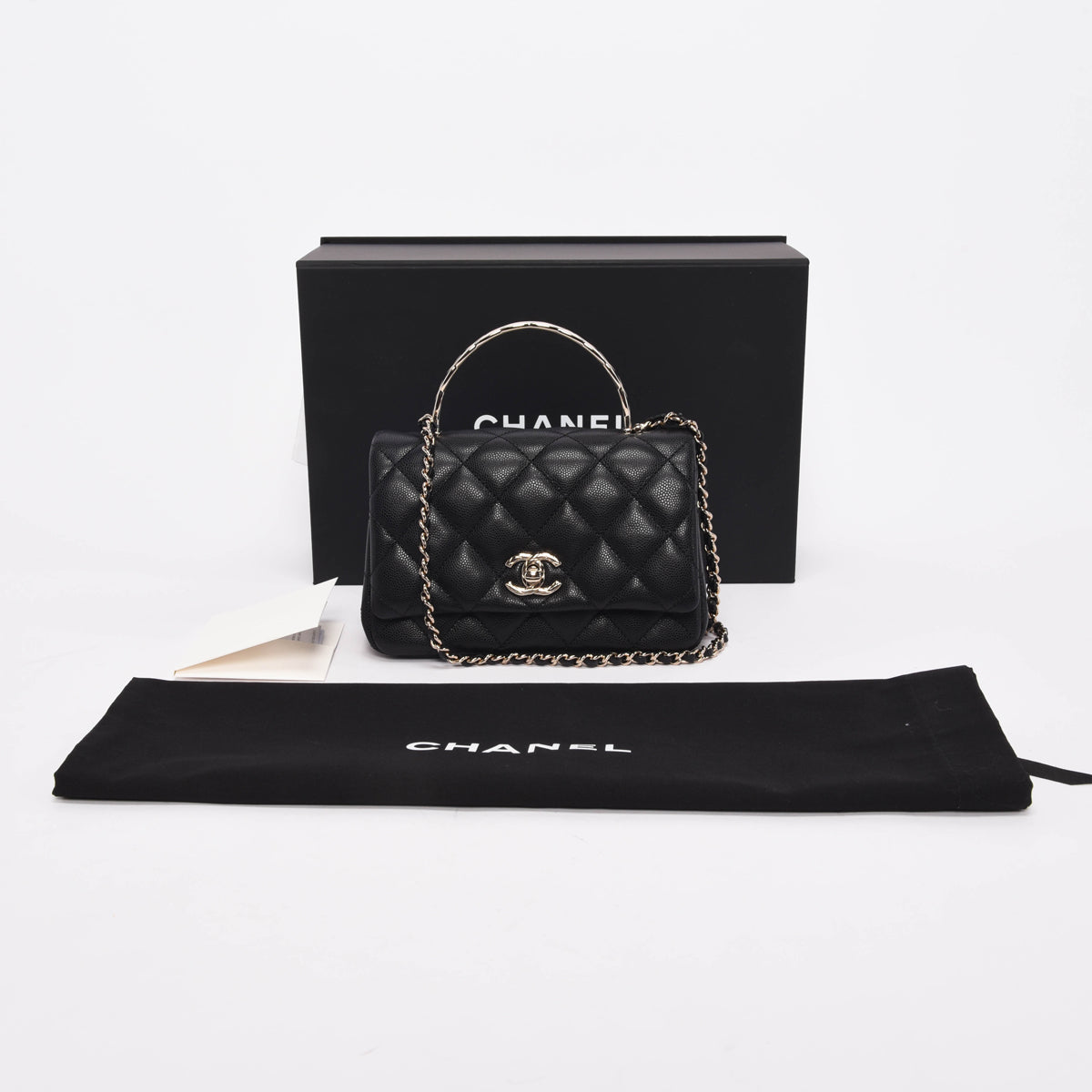 Chanel Black Caviar Coco Crush Mini Top Handle Bag