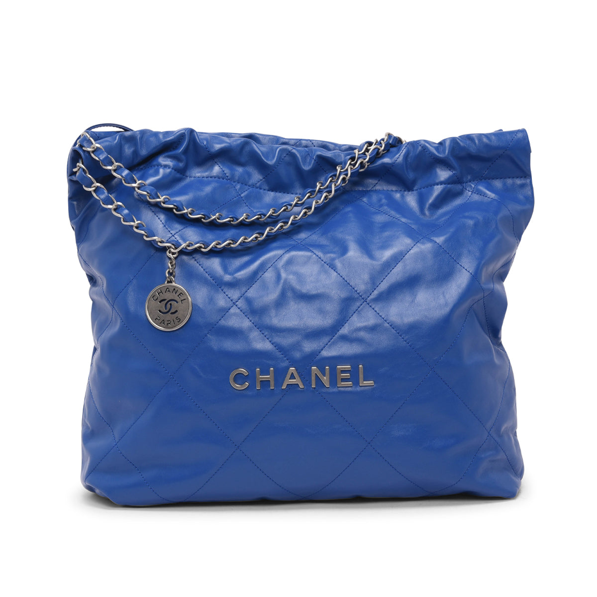 CHANEL ブルーキルティングバッグ Chanel Royal Blue Shiny Calfskin Small 22 Bag
