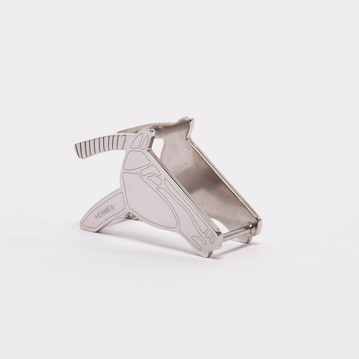 Hermes Silver Palladium Tete de Cheval Scarf Ring