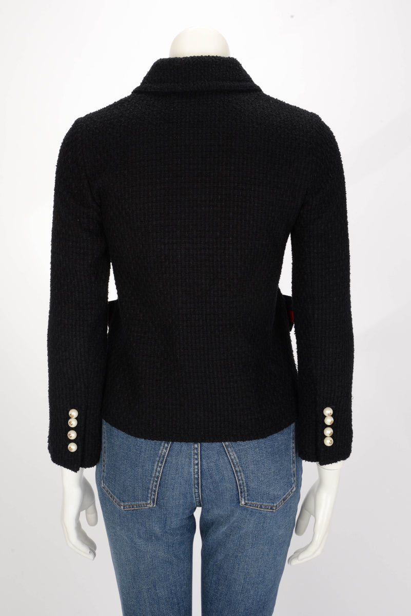 Gucci Black Tweed Bow Detail Jacket IT 38