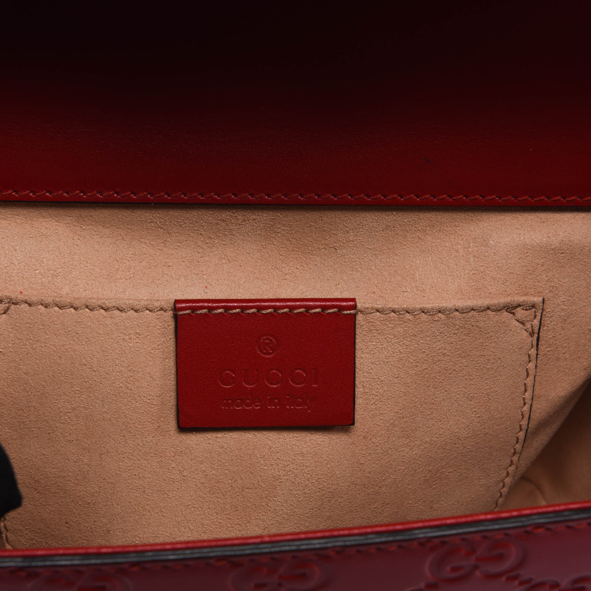 Gucci Red Guccissima Small Padlock Bag