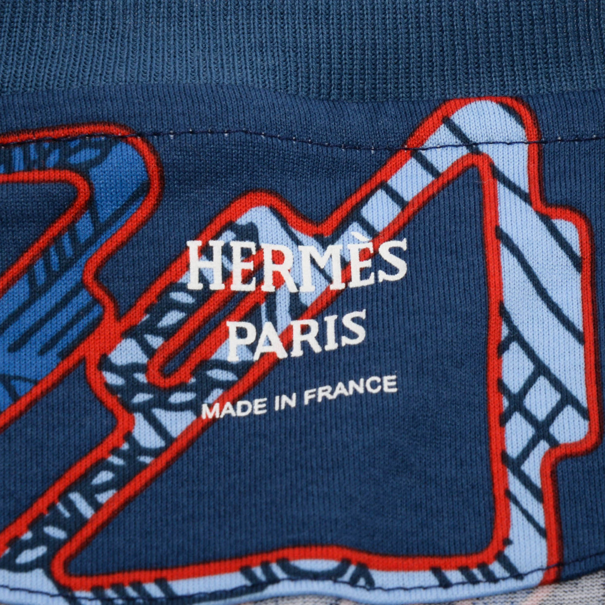 Hermes Navy Cotton Tatersales Micro T-Shirt FR 42