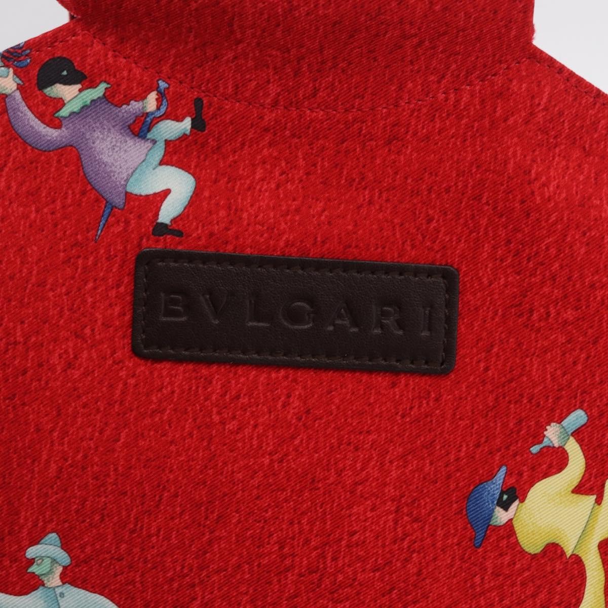Bulgari Red Silk Pierrot Circus Print Small Tote Bag
