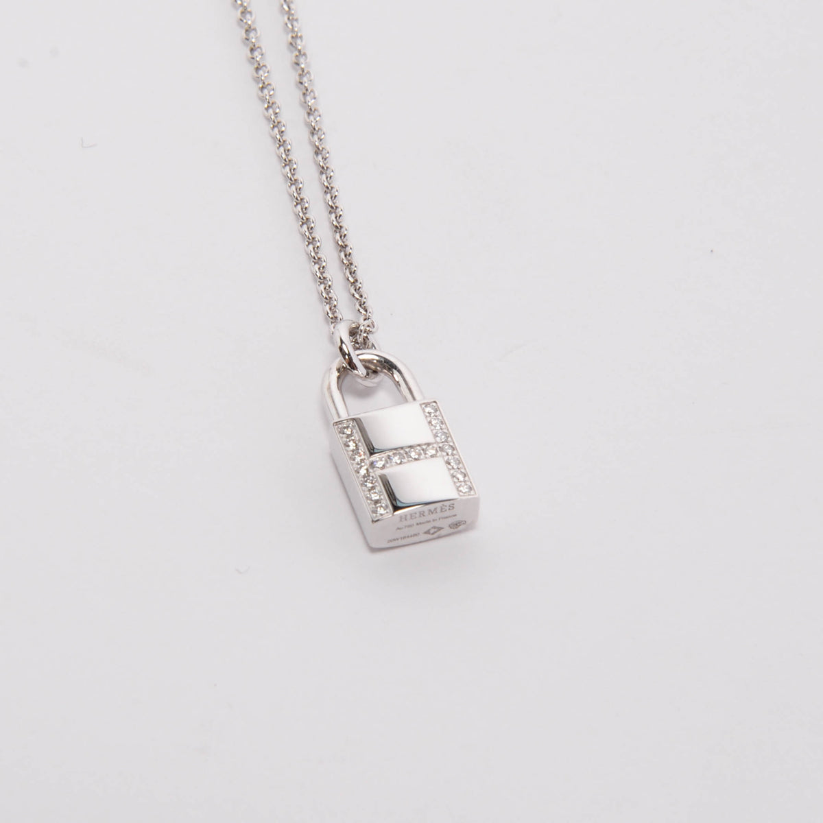 Hermes 18k White Gold & Diamond Kelly Cadenas Necklace