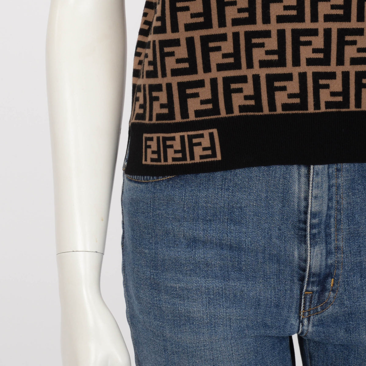 Fendi Brown Zucca Intarsia Top IT 40