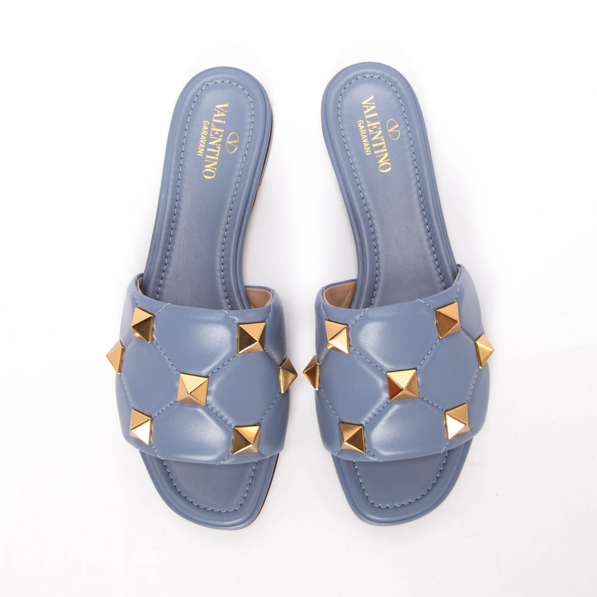 Valentino Niagara Lambskin Roman Stud Flat Slides 39