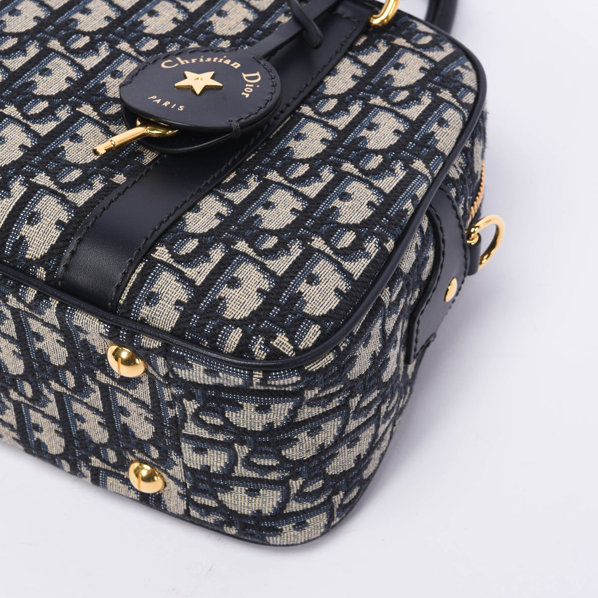 Dior Navy Oblique Jacquard Medium D-Vibe Bowling Bag