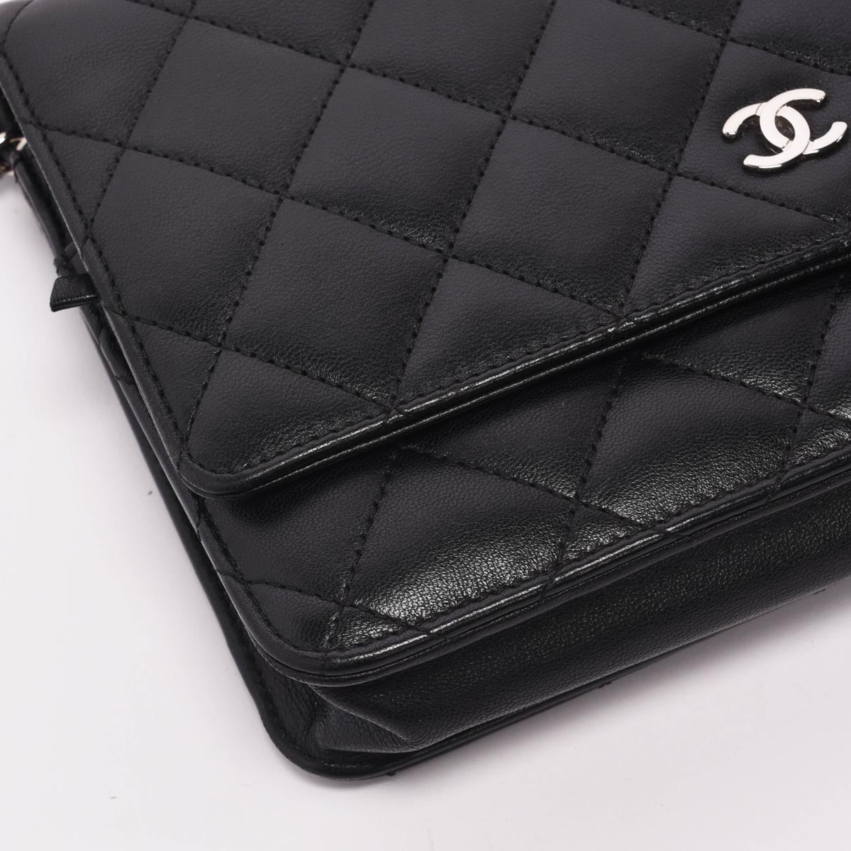 Chanel Black Quilted Lambskin Classic Wallet on Chain