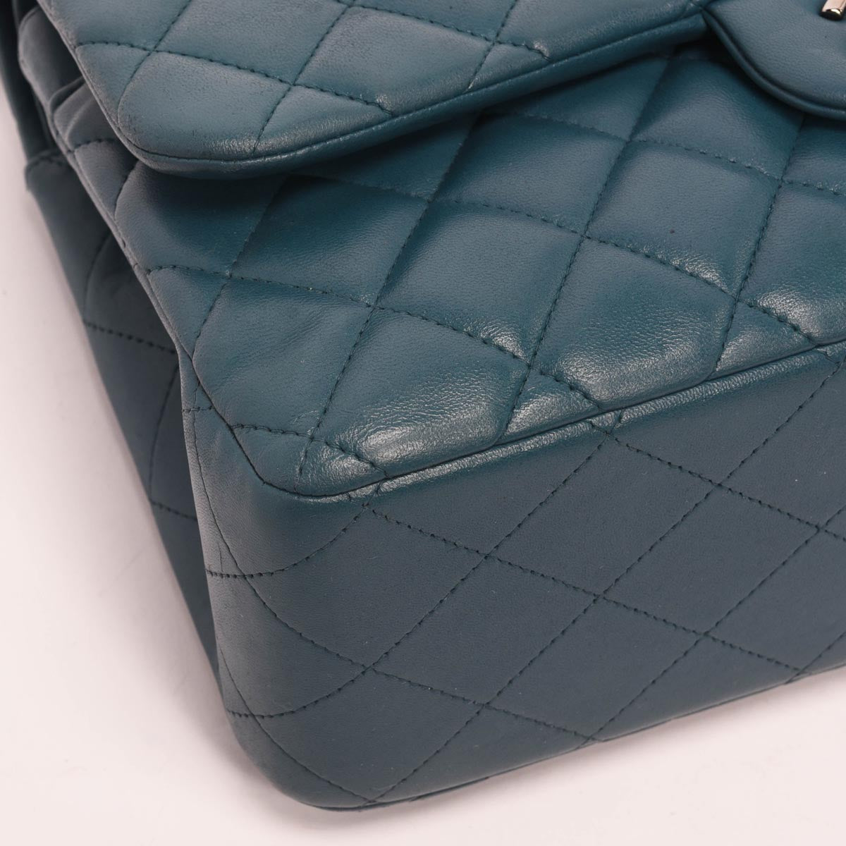 Chanel Teal Quilted Lambskin Large Classic Double Flap Bag