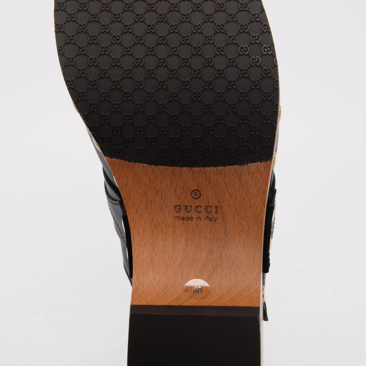 Gucci Black Calfskin Horsebit Clogs 40
