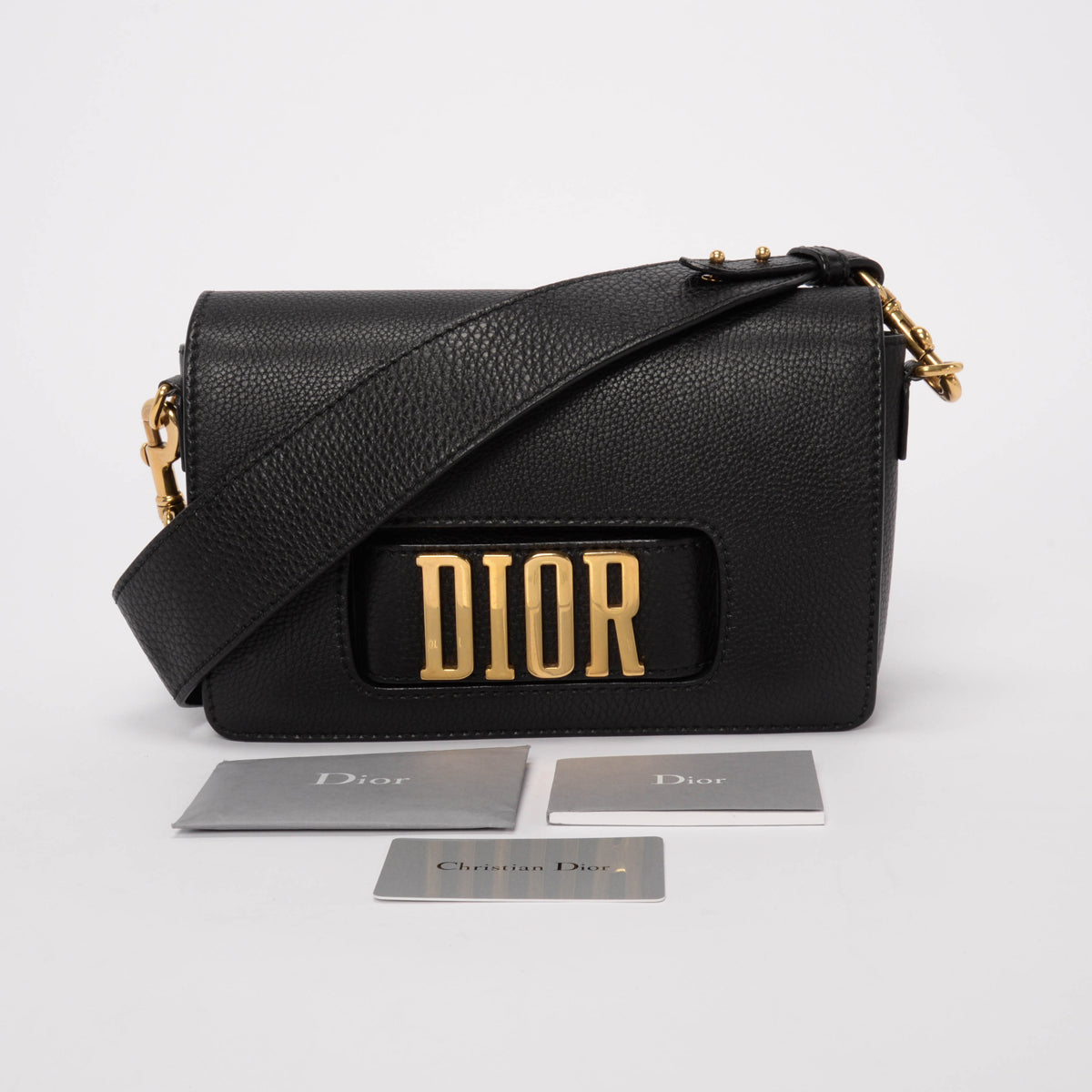 Dior Black Grained Calfskin Dio(R)evolution Flap Bag