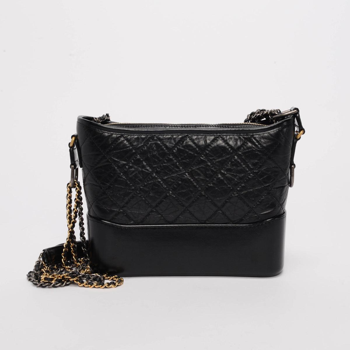 Chanel Black Aged Calfskin Medium Gabrielle Hobo Bag