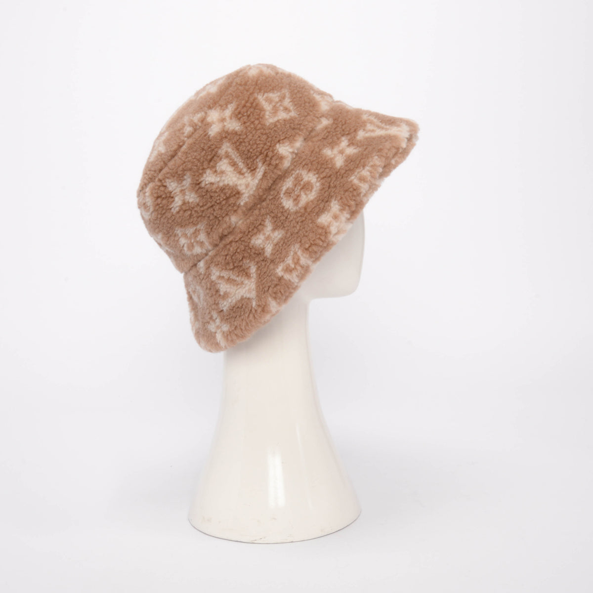 Louis Vuitton Beige Monogram Fleece Bob Bucket Hat