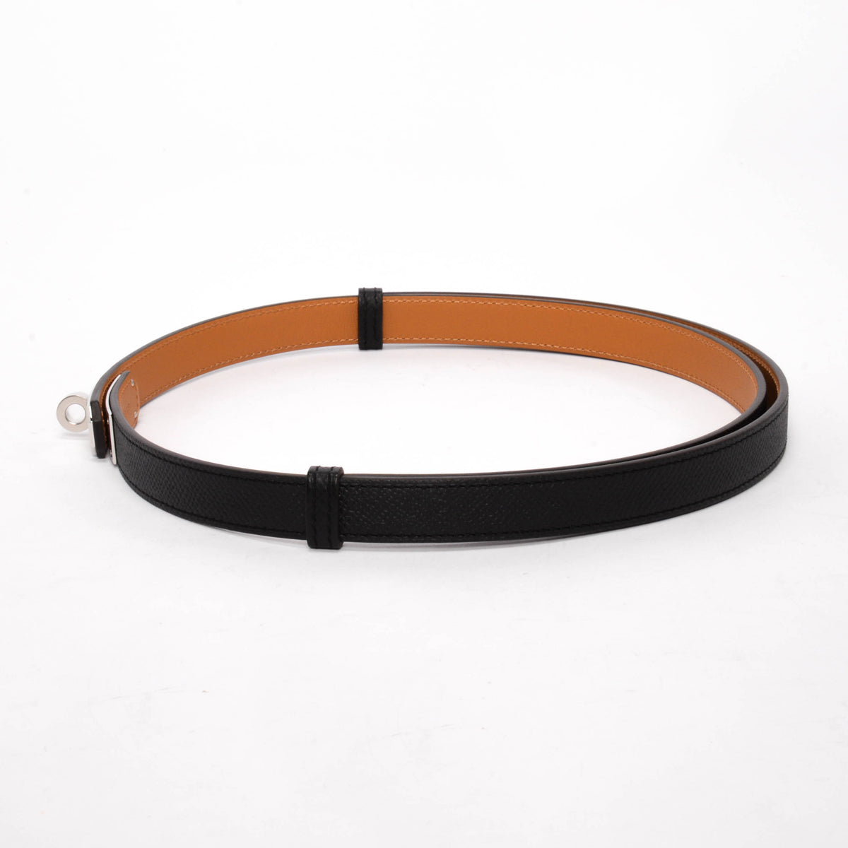 Hermes Black Epsom Kelly 18 Belt PHW