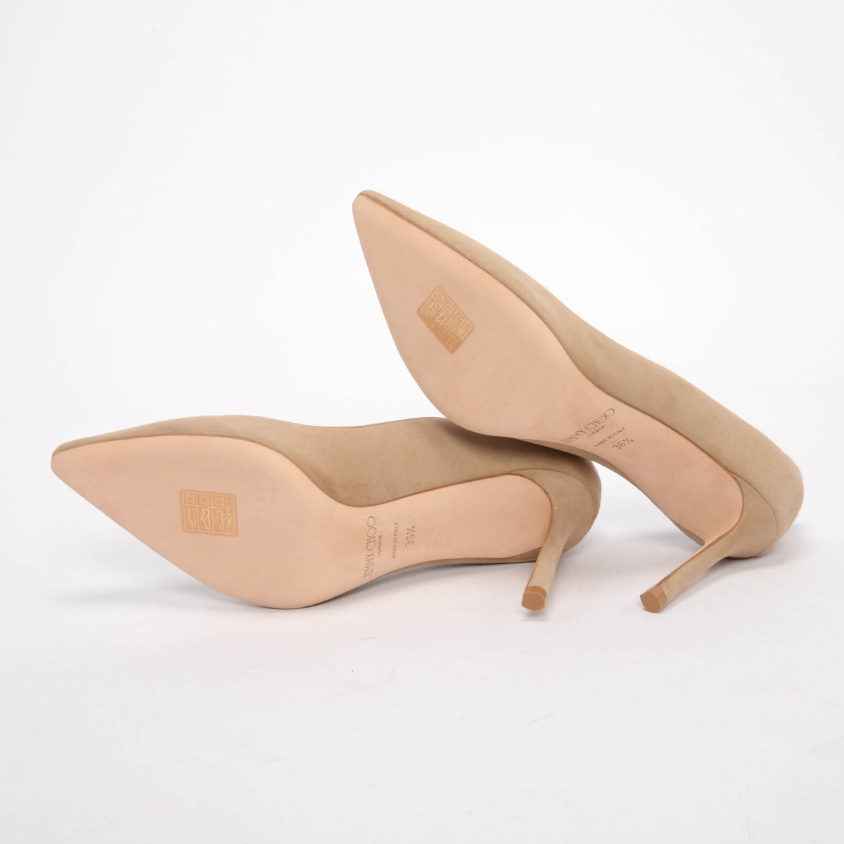 Jimmy Choo Beige Suede Romy 85 Pumps 36.5