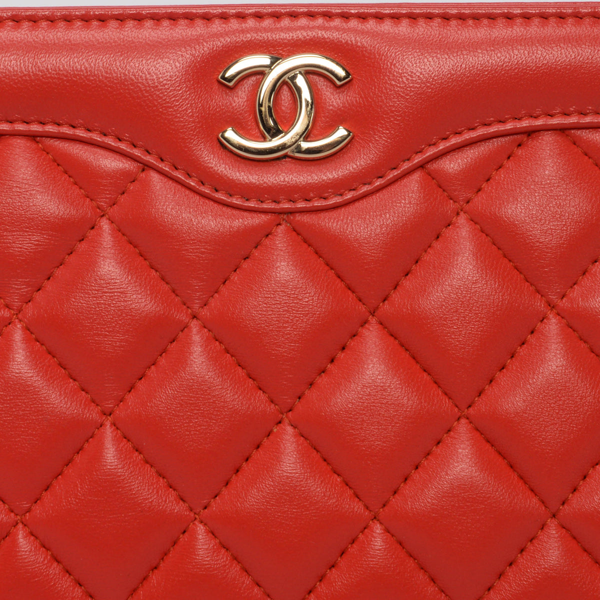 Chanel Red Quilted Lambskin Frame Clutch
