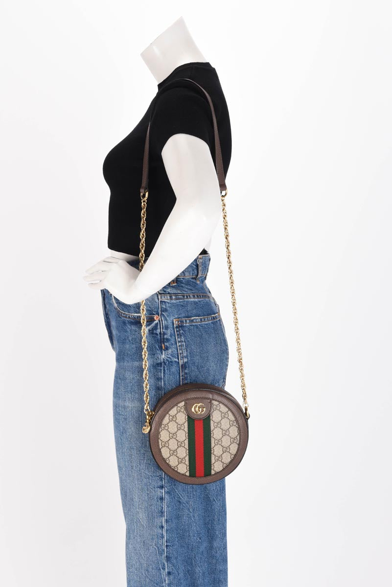 Gucci Beige GG Supreme Round Ophidia Mini Bag