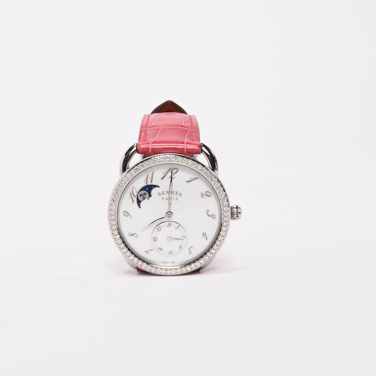 Hermes Stainless Steel & Diamond Arceau Petite Lune Watch
