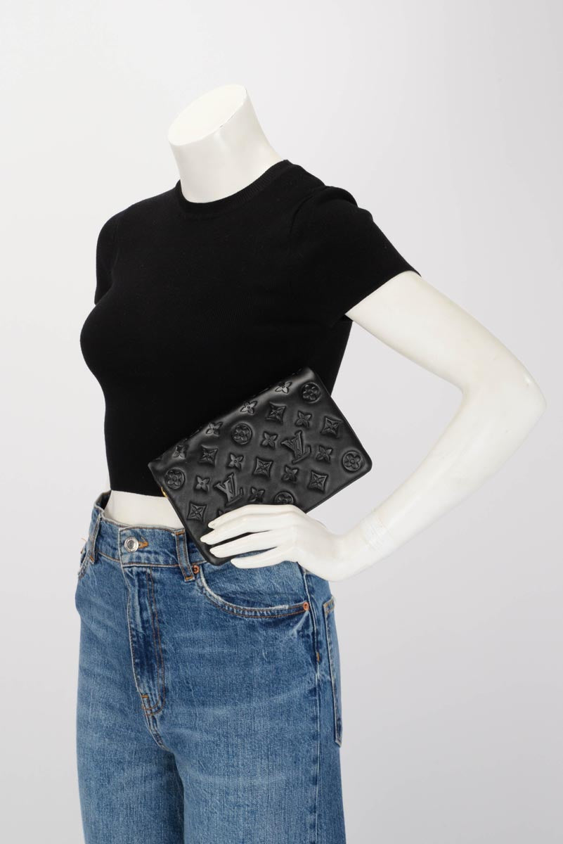 Louis Vuitton Black Monogram Lambskin Coussin Pochette