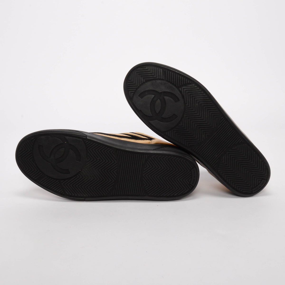 Chanel Gold Metallic Lambskin CC Logo Sneakers 40