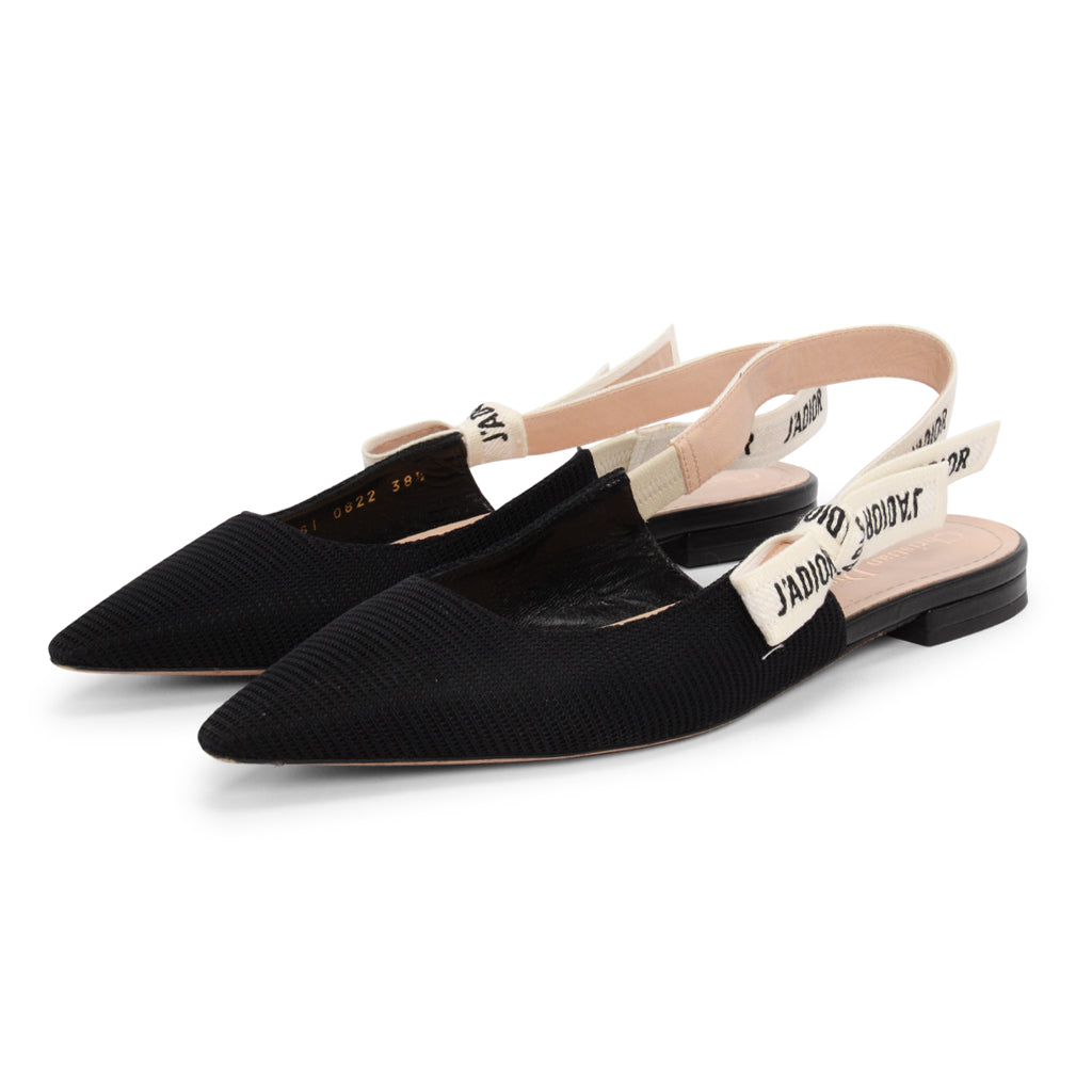 Dior Black Technical Fabric J'Adior Slingback Flats 38.5