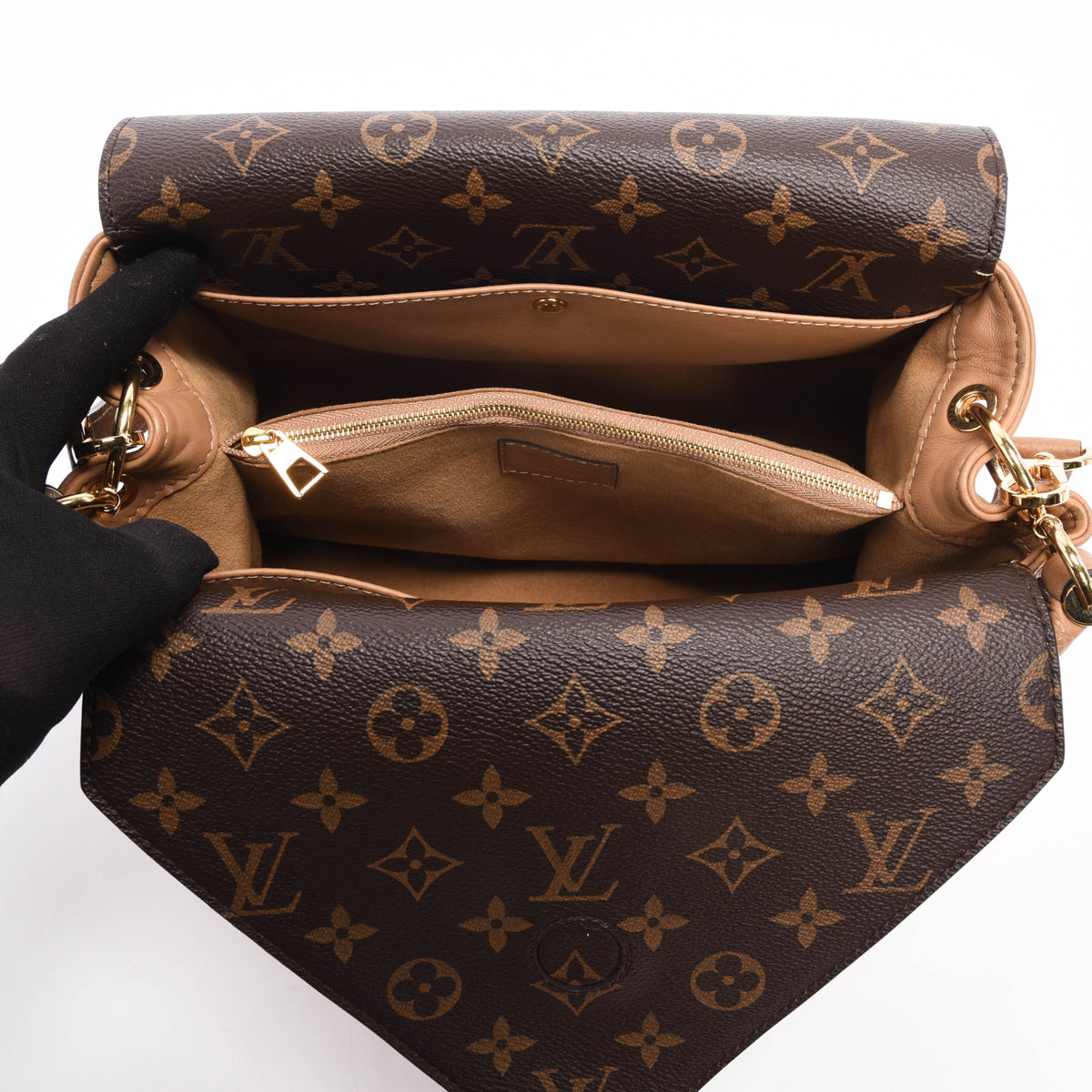 Louis Vuitton Sesame Grained Calfskin & Monogram Double V Bag