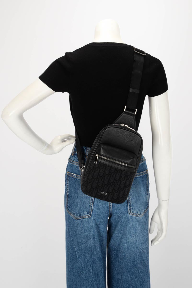 Dior Black Oblique Jacquard Rider 2.0 Sling Bag