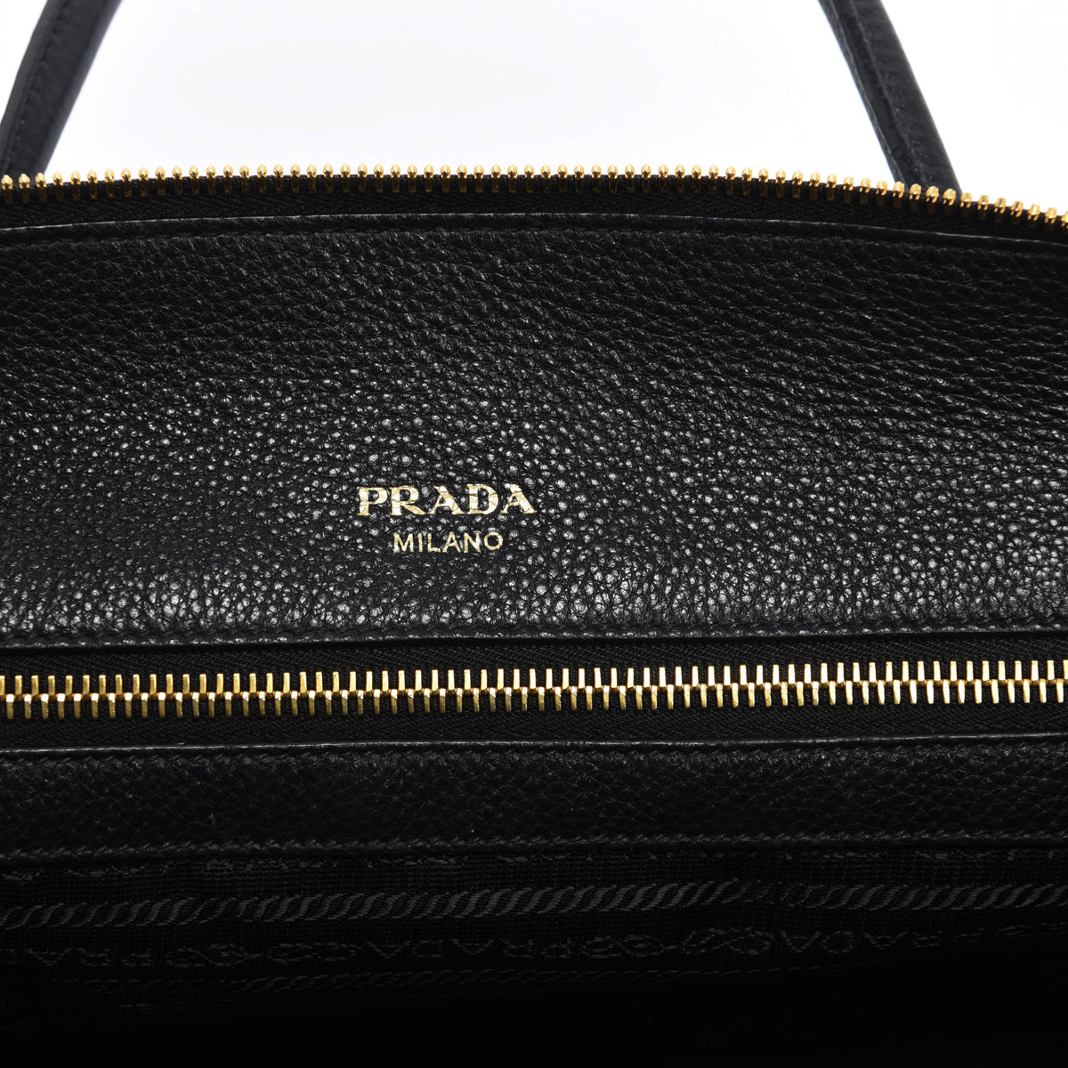 Prada Black Vitello Daino Top Handle Shoulder Bag