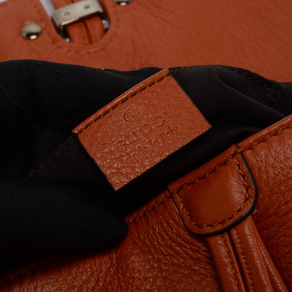 Gucci Orange Grained Leather Croisette Bamboo Evening Bag