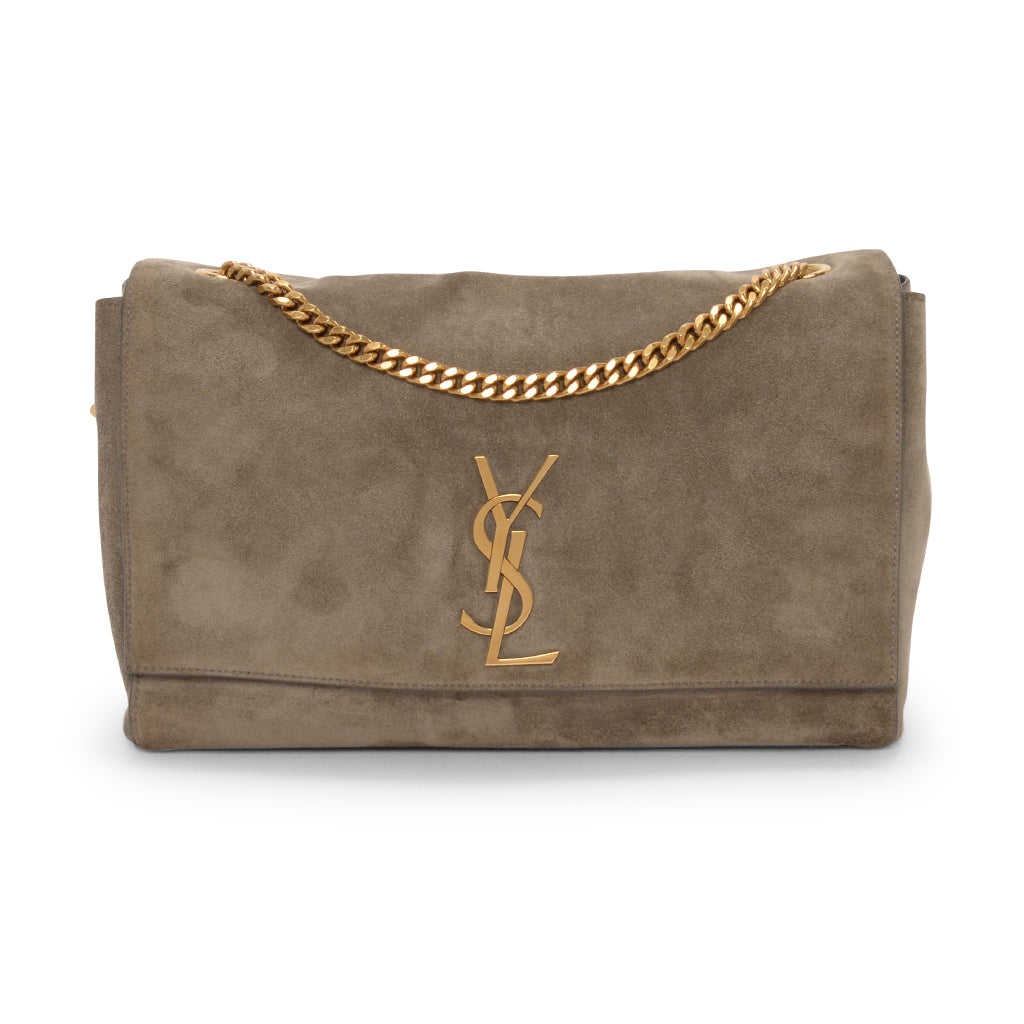 Saint Laurent Khaki Suede Medium Reversible Kate Flap Bag