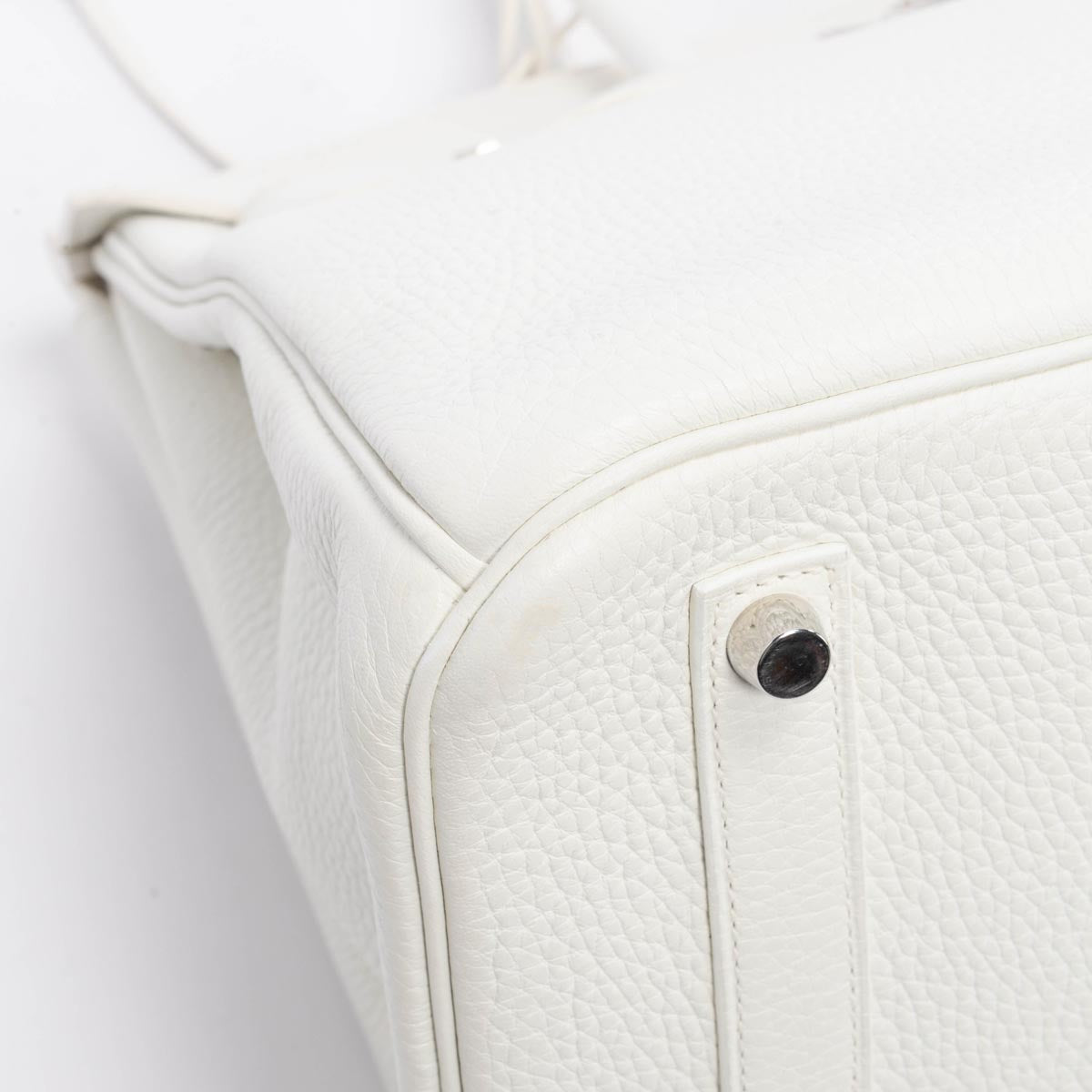 Hermes White Clemence Birkin 35 PHW