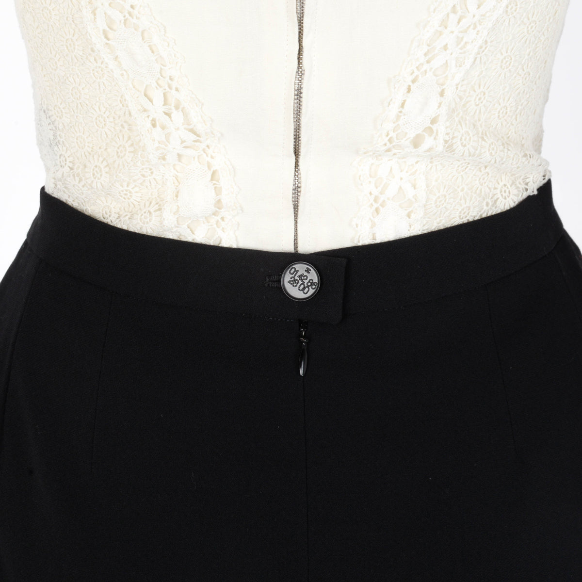 Chanel Black Fine Wool Pencil Skirt FR 44