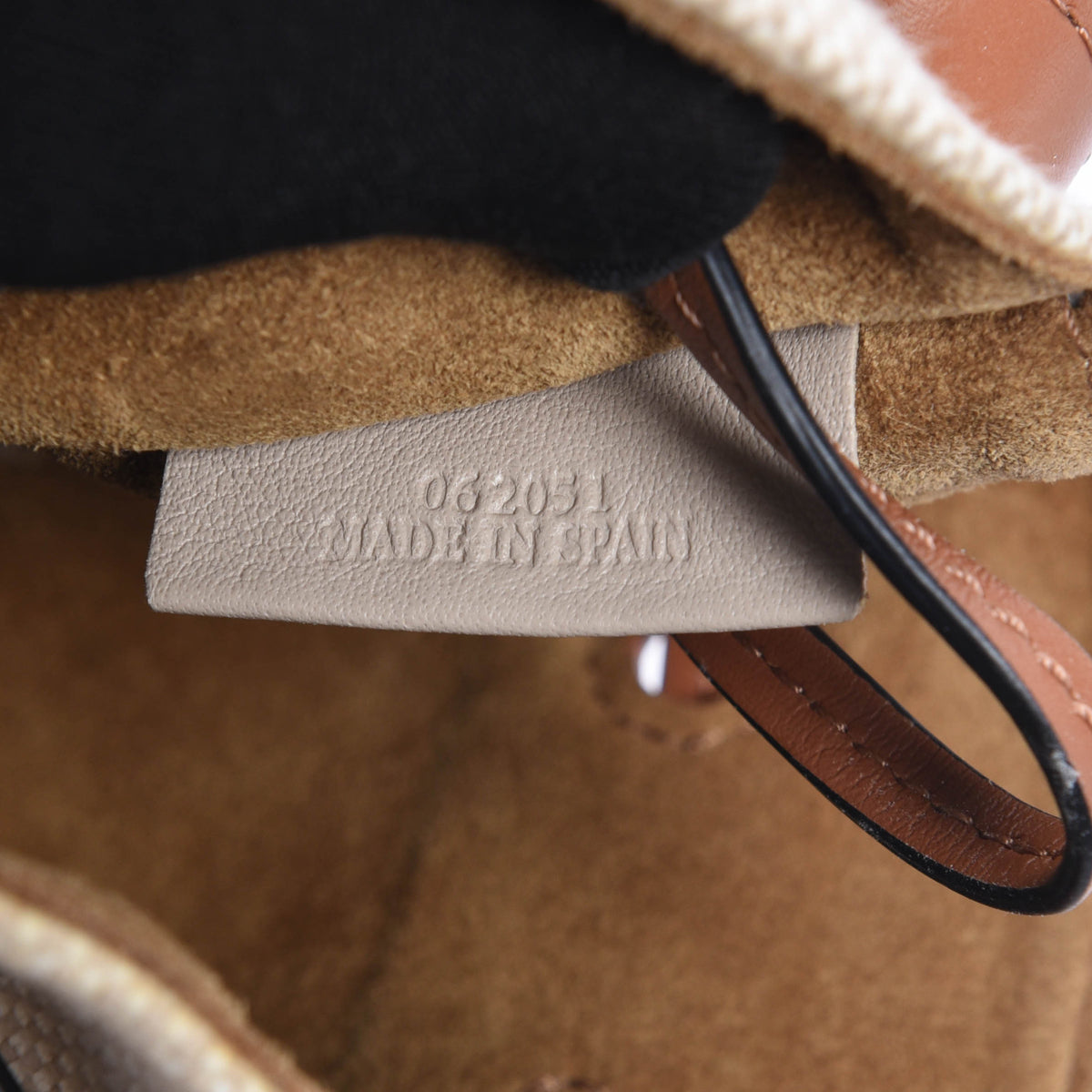 Loewe Ecru & Tan Canvas & Calfskin Horseshoe Anagram Bag