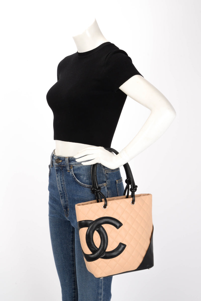 Chanel Beige Quilted Calfskin Medium Cambon Tote