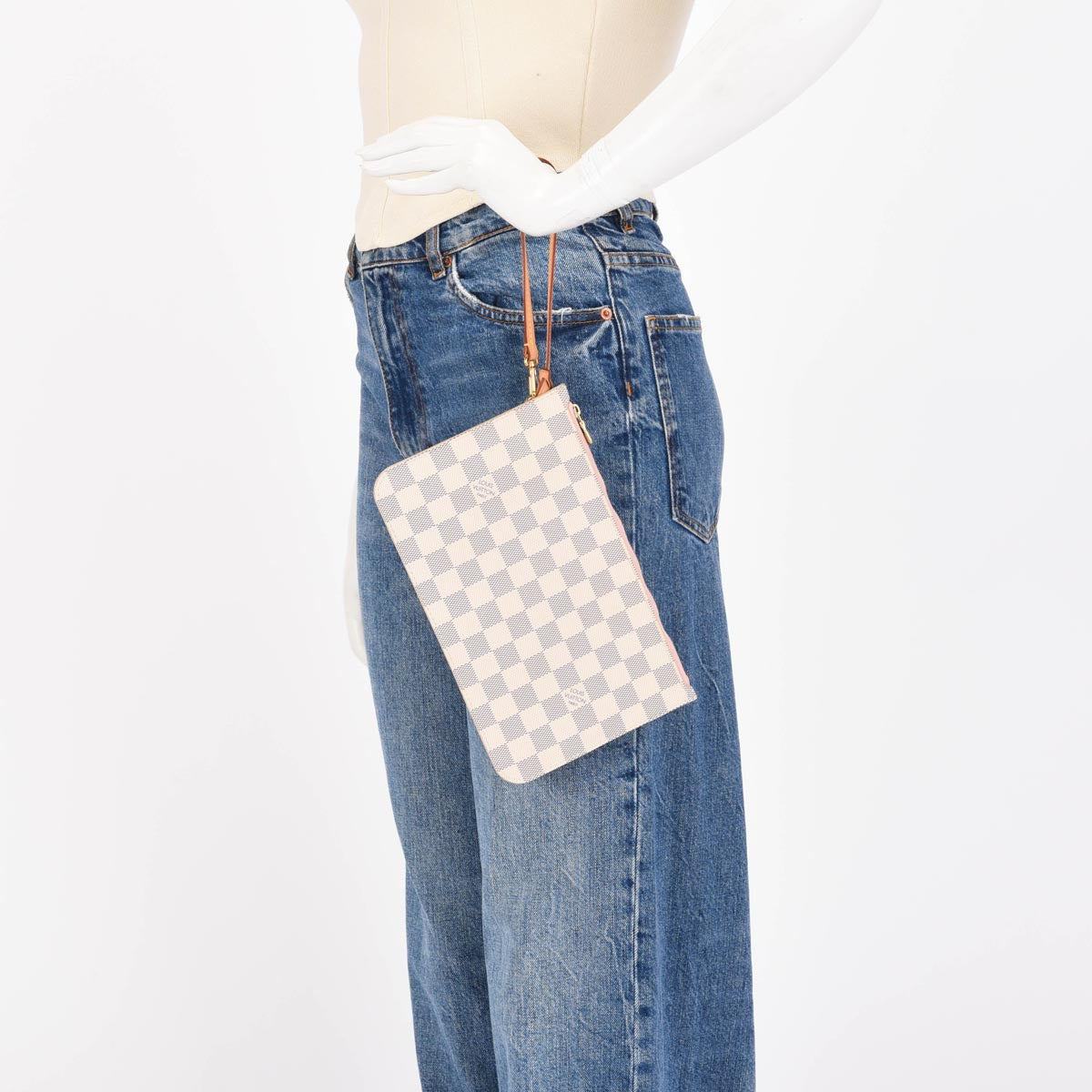 Louis Vuitton Rose Ballerine Damier Azur Neverfull Pouch