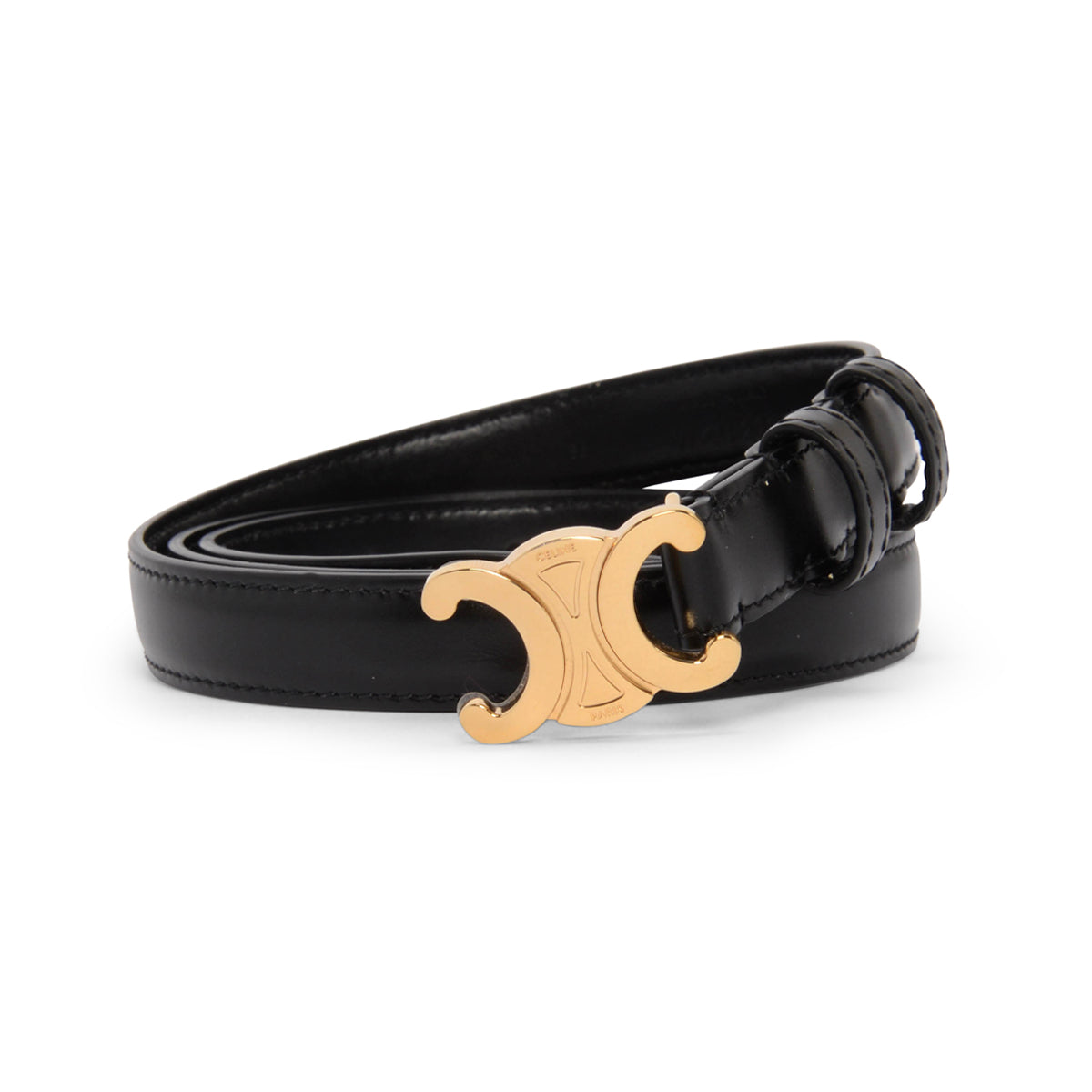 Celine Black Taurillon Triomphe 18mm Belt