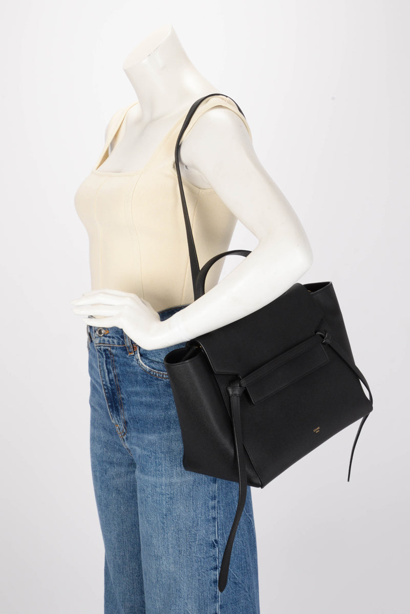 Celine Black Grained Calfskin Mini Belt Bag
