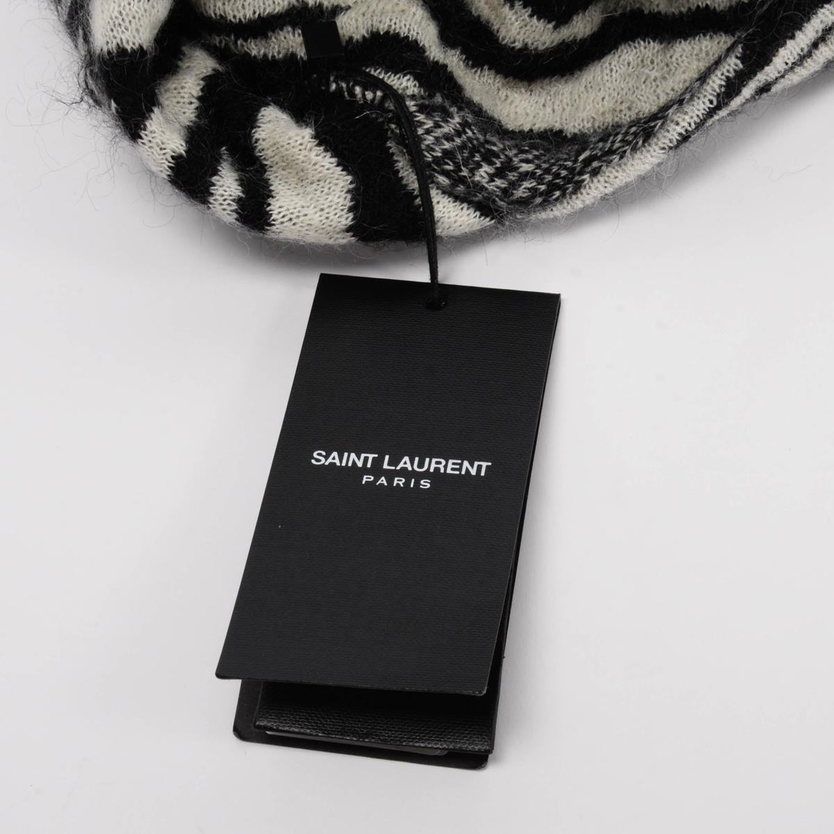 Saint Laurent Black & White Mohair Blend Zebra Sweater XS