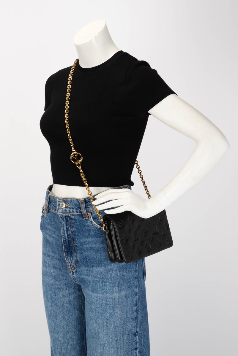 Louis Vuitton Black Monogram Lambskin Coussin Pochette