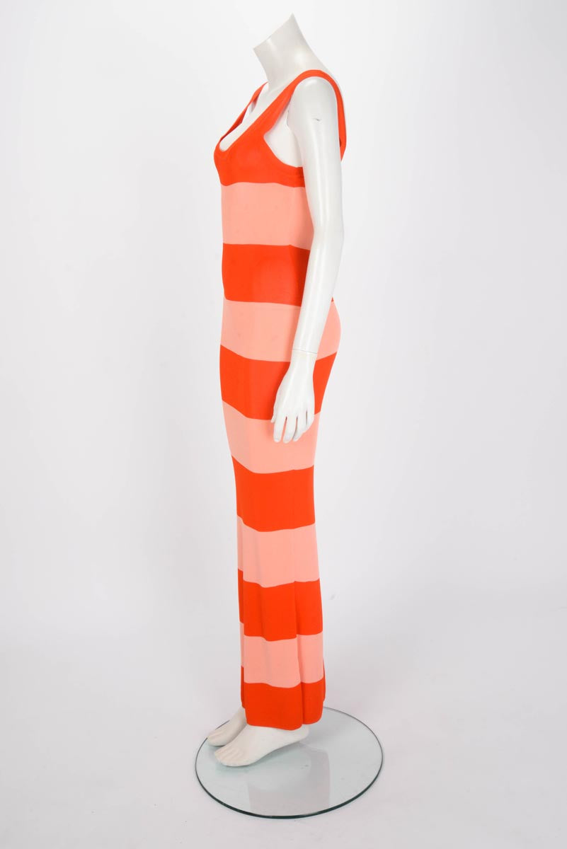 Zimmermann Pink & Red Viscose Striped Tank Midi Dress 0