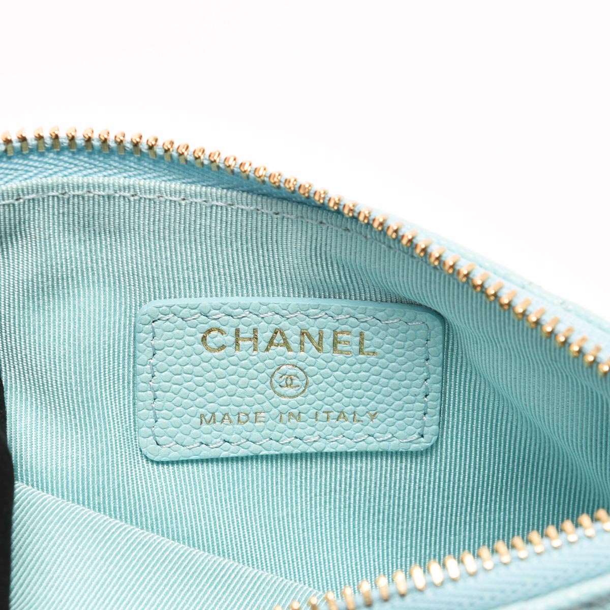 Chanel Tiffany Blue Quilted Caviar Classic Small Zipped Pouch