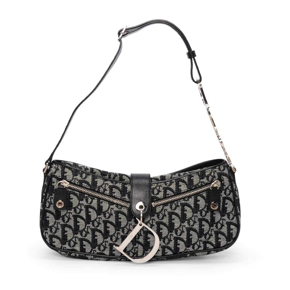 Dior Black Diorissimo Trotter Charm Shoulder Bag