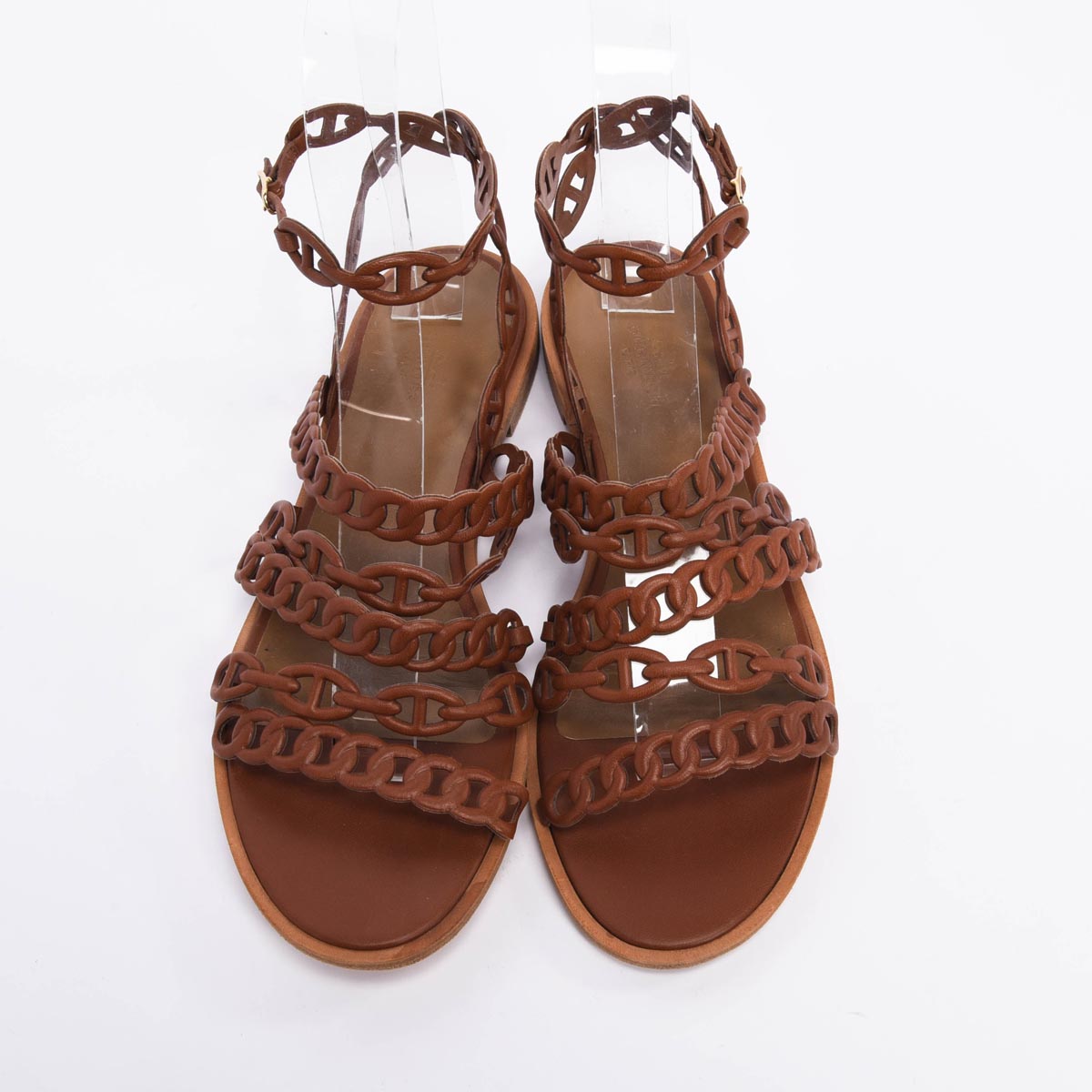 Hermes Brown Nappa Chaine d'Ancre Kalliste Sandals 40